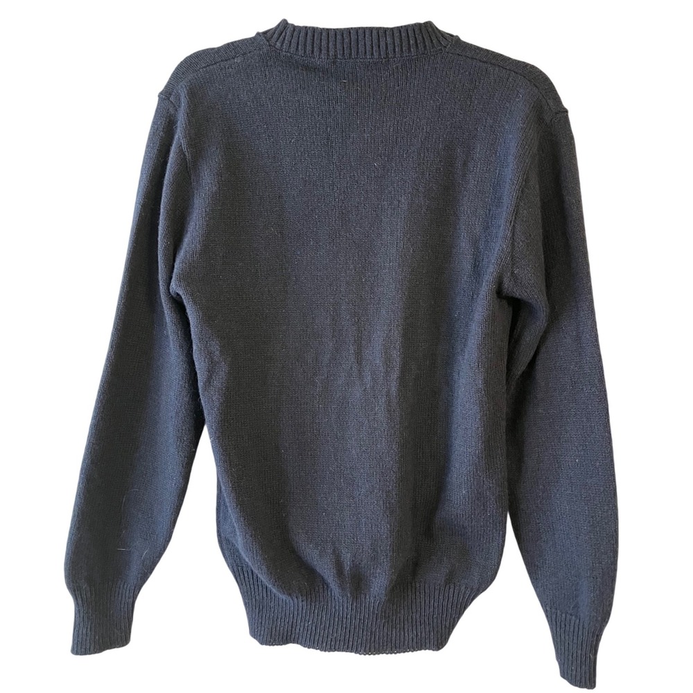 Vintage Shetland Wool Blend Knit Sweater Blue Pullover Jacob Reed's Sons - Picture 2 of 8
